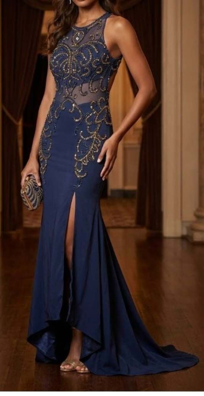 Beaded Halter Mermaid Evening Dress, does have some imperfections but hard to se